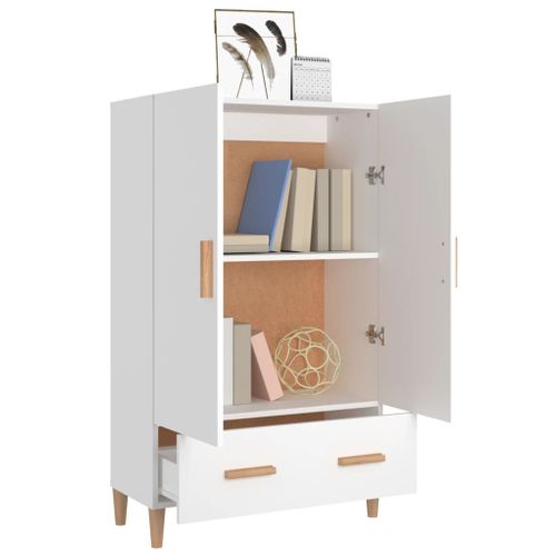 Buffet Blanc 70x31x115 Cm Bois Contreplaqué