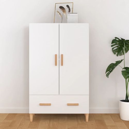 Buffet Blanc 70x31x115 Cm Bois Contreplaqué