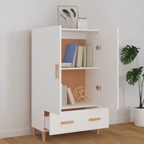 Buffet Blanc 70x31x115 Cm Bois Contreplaqué