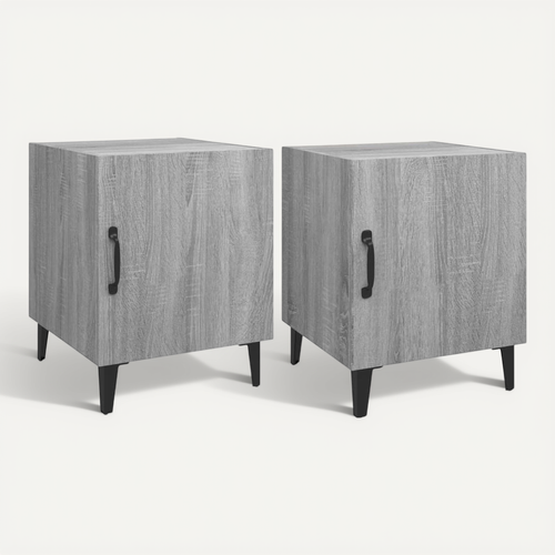 Tables De Chevet 2 Pièces Sonoma Gris Bois Contreplaqué
