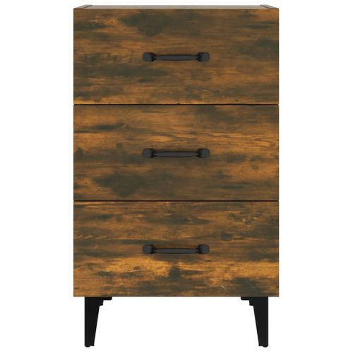 Table De Chevet Chêne Fumé 40x40x66 Cm Bois Contreplaqué
