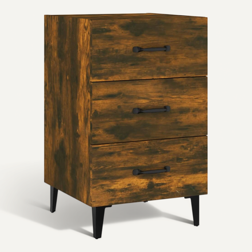 Table De Chevet Chêne Fumé 40x40x66 Cm Bois Contreplaqué