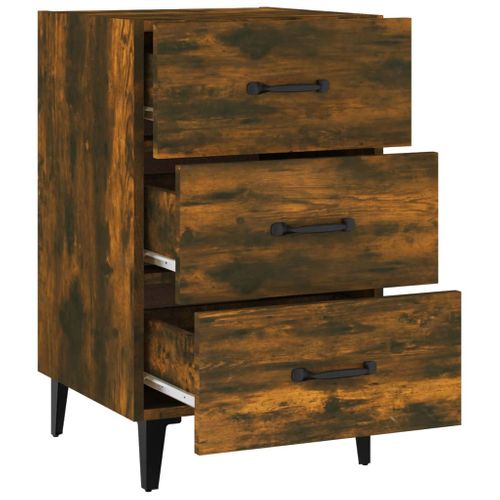 Table De Chevet Chêne Fumé 40x40x66 Cm Bois Contreplaqué