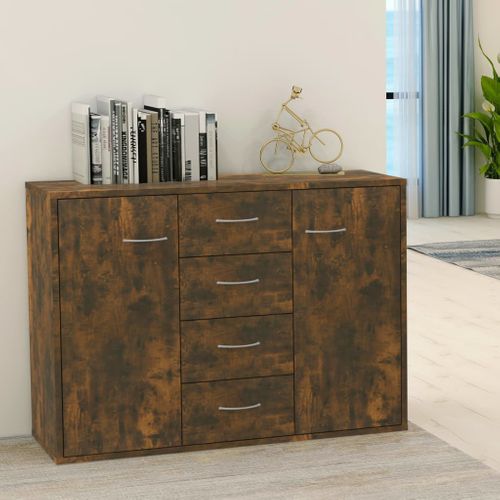 Buffet Chêne Fumé 88x30x65 Cm Bois Contreplaqué