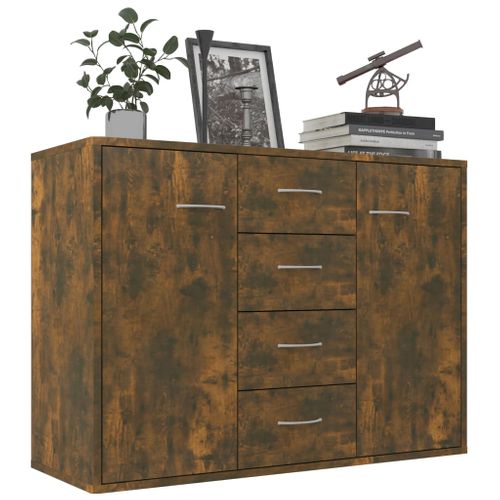 Buffet Chêne Fumé 88x30x65 Cm Bois Contreplaqué