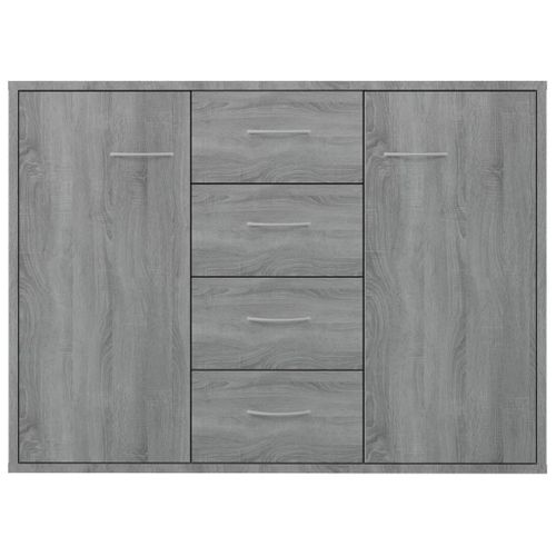 Buffet Gris Sonoma 88x30x65 Cm Avec 4 Tiroirs 2 Portes Meuble Rangement Salon