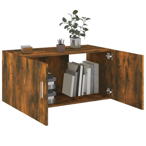 Armoire Murale Chêne Fumé 80x39x40 Cm Bois Contreplaqué