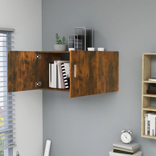 Armoire Murale Chêne Fumé 80x39x40 Cm Bois Contreplaqué