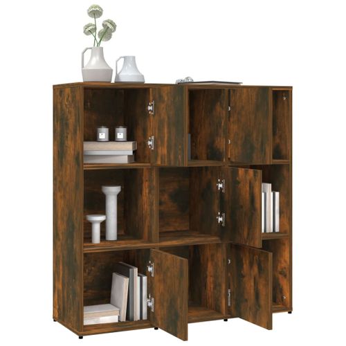 Bibliothèque Chêne Fumé 90x30x90 Cm Bois Contreplaqué