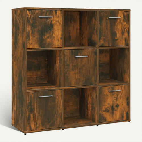 Bibliothèque Chêne Fumé 90x30x90 Cm Bois Contreplaqué