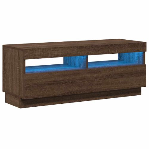 Meuble TV Avec Lumières LED Chêne Marron 100x35x40 Cm