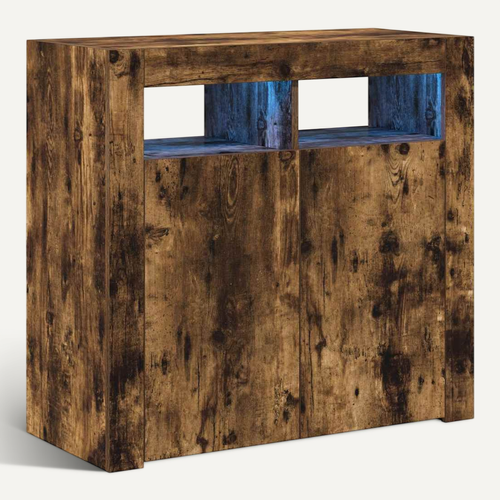 Buffet Avec Lumières LED Chêne Fumé 80x35x75 Cm