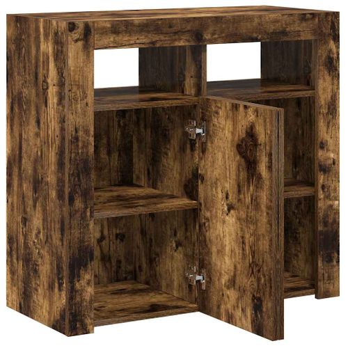 Buffet Avec Lumières LED Chêne Fumé 80x35x75 Cm