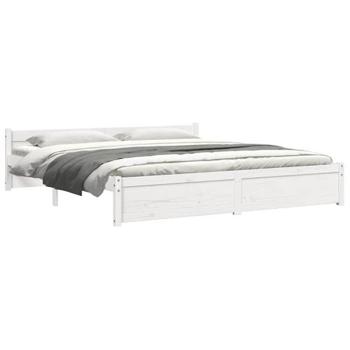 Cadre De Lit Sans Matelas Blanc Bois Massif 180x200 Cm
