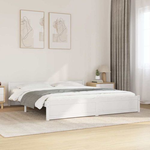 Cadre De Lit Sans Matelas Blanc Bois Massif 180x200 Cm