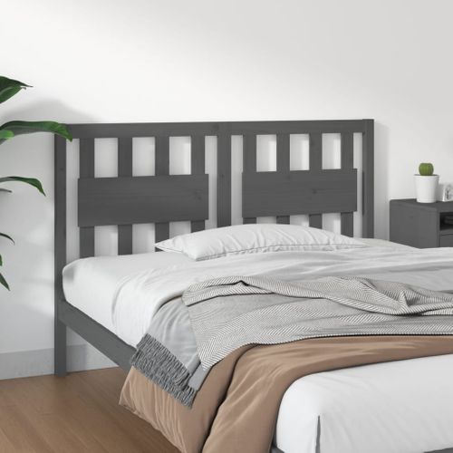 Tête De Lit Gris 125,5x4x100 Cm Bois Massif De Pin