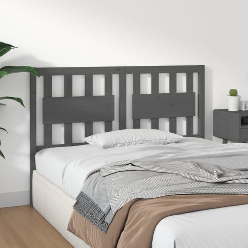 Tête De Lit Gris 125,5x4x100 Cm Bois Massif De Pin