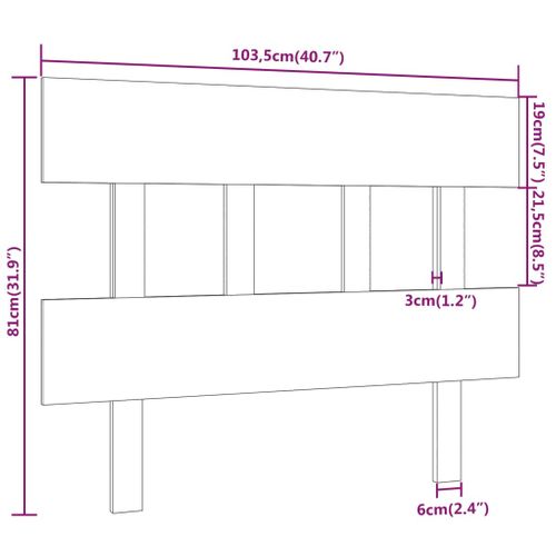 Tête De Lit Noir 103,5x3x81 Cm Bois Massif De Pin