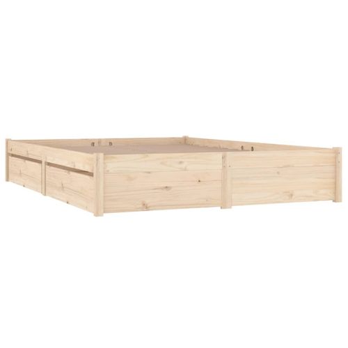Cadre De Lit 160x200 Cm Avec Tiroirs Bois Massif Pin Rangement Bois Plié