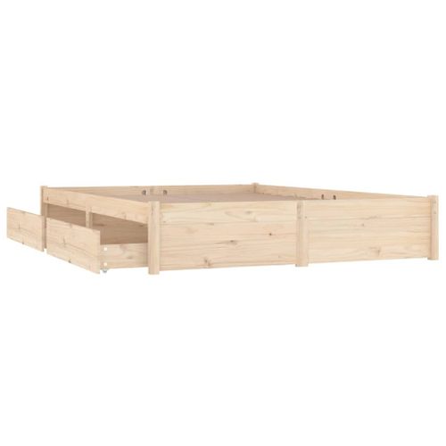 Cadre De Lit 160x200 Cm Avec Tiroirs Bois Massif Pin Rangement Bois Plié