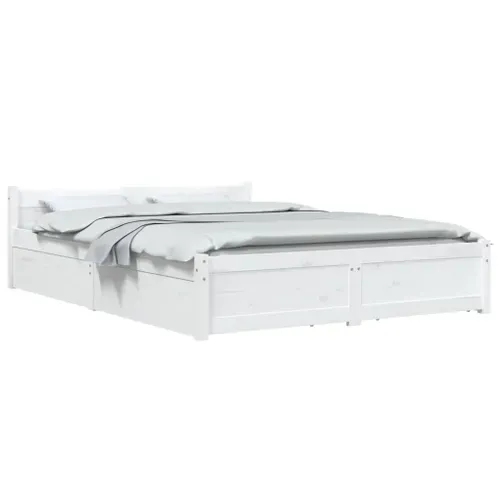 Cadre De Lit Sans Matelas Avec Tiroirs Blanc 120x200 Cm