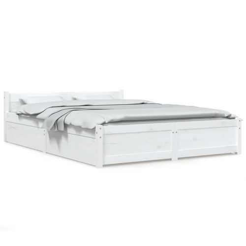 Cadre De Lit Sans Matelas Avec Tiroirs Blanc 120x200 Cm