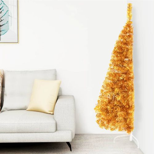 Demi Sapin De Noël Artificiel Avec Support Doré 120 Cm Pet