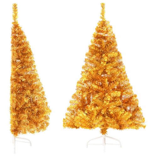 Demi Sapin De Noël Artificiel Avec Support Doré 120 Cm Pet