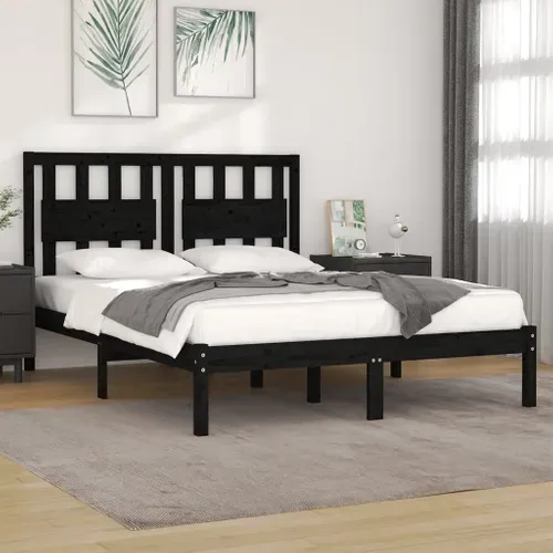 Cadre De Lit Sans Matelas Noir Bois Massif 140x190 Cm