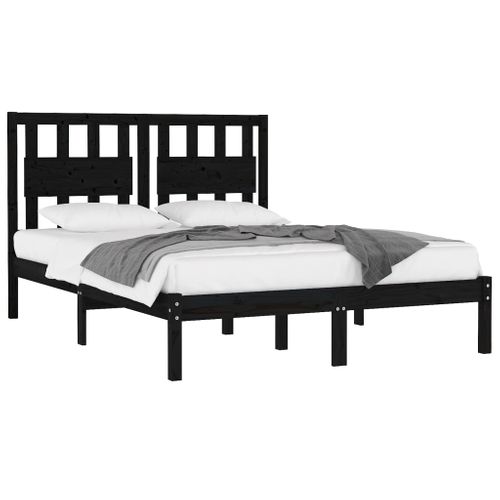 Cadre De Lit Sans Matelas Noir Bois Massif 140x190 Cm