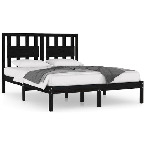 Cadre De Lit Sans Matelas Noir Bois Massif 140x190 Cm