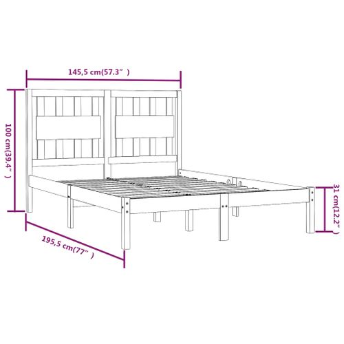 Cadre De Lit Sans Matelas Noir Bois Massif 140x190 Cm