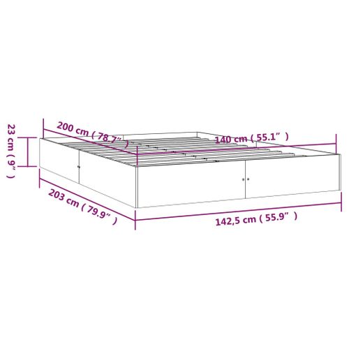 Cadre De Lit Sans Matelas Bois Massif 140x200 Cm