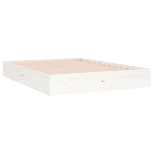 Cadre De Lit Blanc Bois Massif 120x190 Cm Petit Double