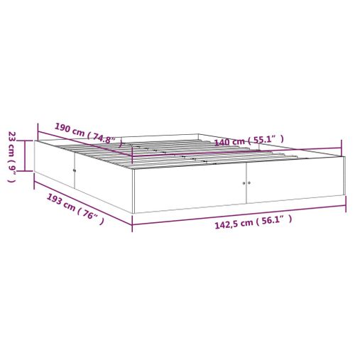 Cadre De Lit Bois Massif Pin 140x190 Cm