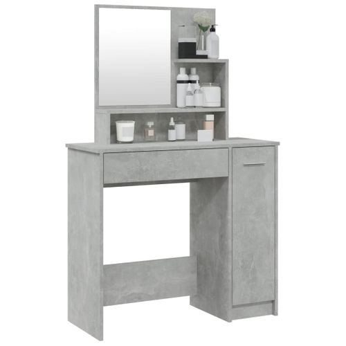 Coiffeuse Avec Miroir Gris Béton 86,5x35x136 Cm