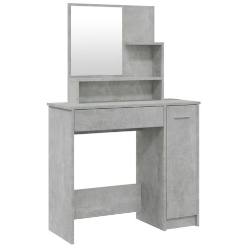 Coiffeuse Avec Miroir Gris Béton 86,5x35x136 Cm
