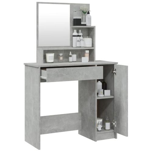 Coiffeuse Avec Miroir Gris Béton 86,5x35x136 Cm