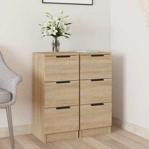 Buffets 2 Pièces Chêne Sonoma 30x30x70 Cm Bois Contreplaqué