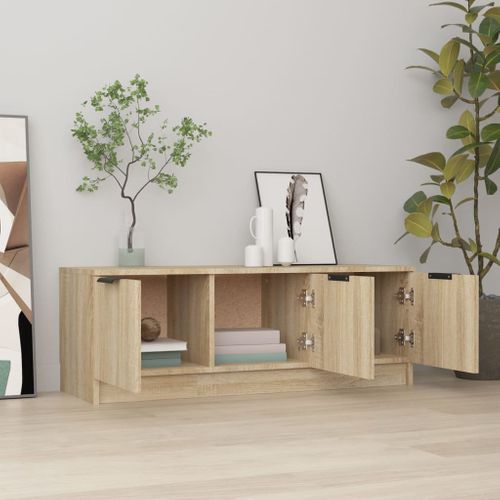 Meuble TV Chêne Sonoma 102x35x36,5 Cm Bois Contreplaqué