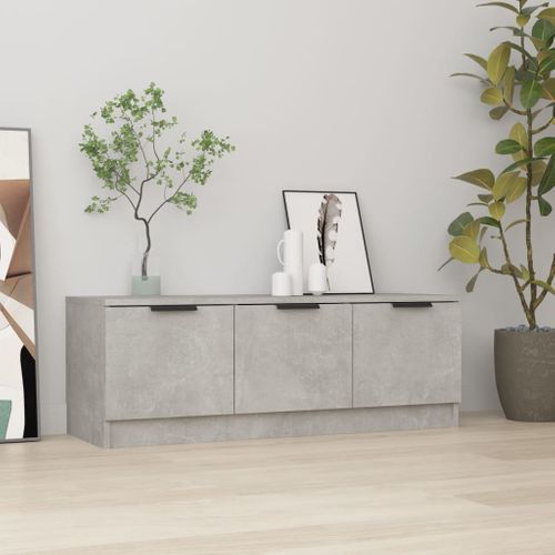 Meuble TV Gris Béton 102x35x36,5 Cm Bois Contreplaqué