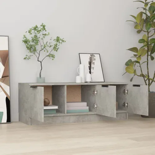 Meuble TV Gris Béton 102x35x36,5 Cm Bois Contreplaqué