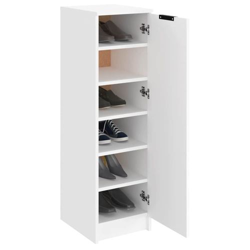 Armoire à Chaussures Blanc 30x35x100 Cm Bois Contreplaqué