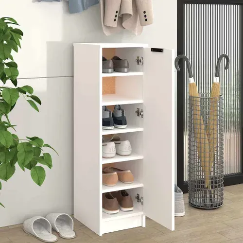 Armoire à Chaussures Blanc 30x35x100 Cm Bois Contreplaqué