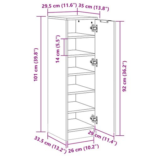 Armoire à Chaussures Blanc 30x35x100 Cm Bois Contreplaqué