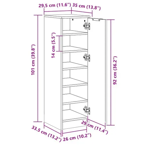 Armoire à Chaussures Chêne Sonoma 30x35x100cm Bois Contreplaqué