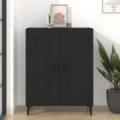 Buffet Noir 69,5x34x90 Cm Bois Contreplaqué