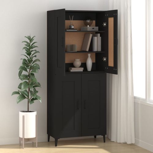 Buffet Noir 69,5x34x90 Cm Bois Contreplaqué