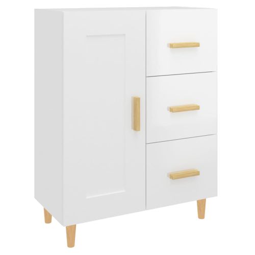 Buffet Blanc Brillant 69,5x34x90 Cm Bois Contreplaqué