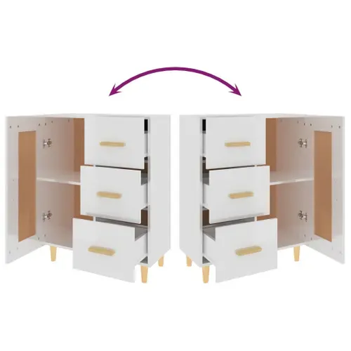Buffet Blanc Brillant 69,5x34x90 Cm Bois Contreplaqué